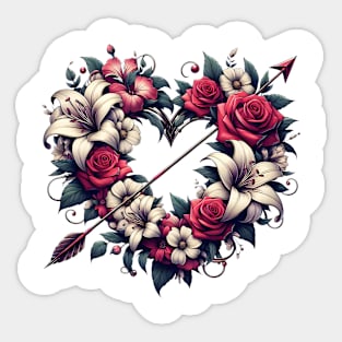 Eternal Bloom - A Symphony of Roses and Lilies Sticker